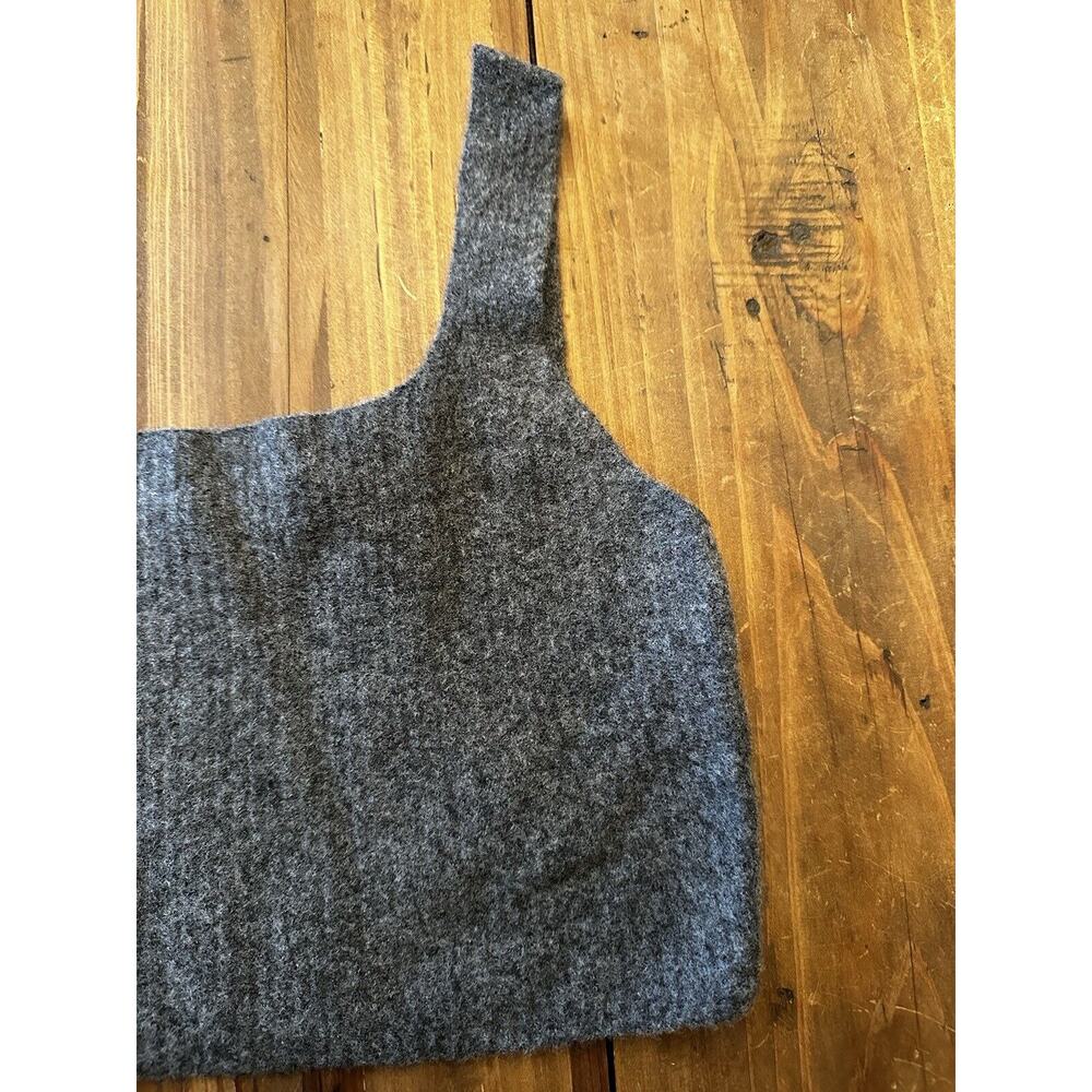 Everlane charcoal grey wool yak hair knit cozy stretch crop bralette tank top S - Picture 3 of 11